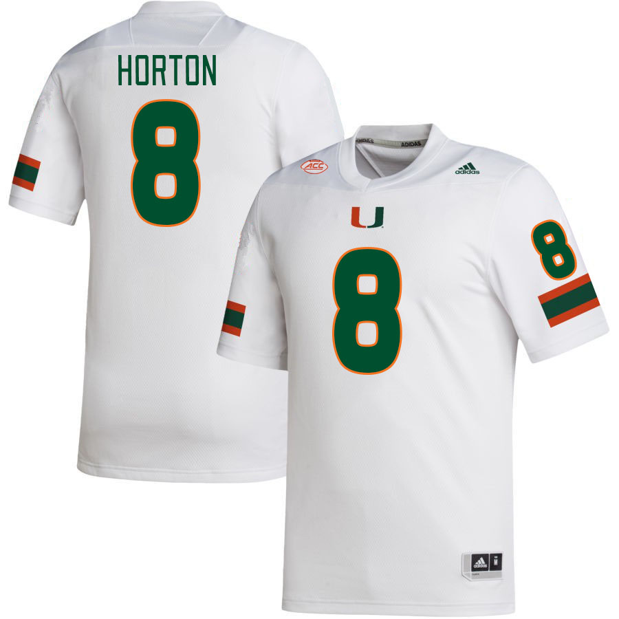 Men #8 Josh Horton Miami Hurricanes College Football Jerseys Stitched Sale-White